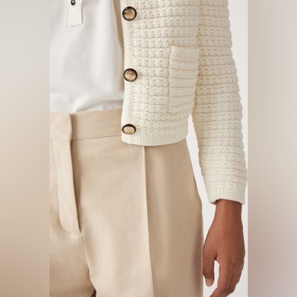NEW Ba&sh Bash Gaspard Tweed Cardigan Jacket in Ecru Cream White | size  1 / S - Picture 6 of 13